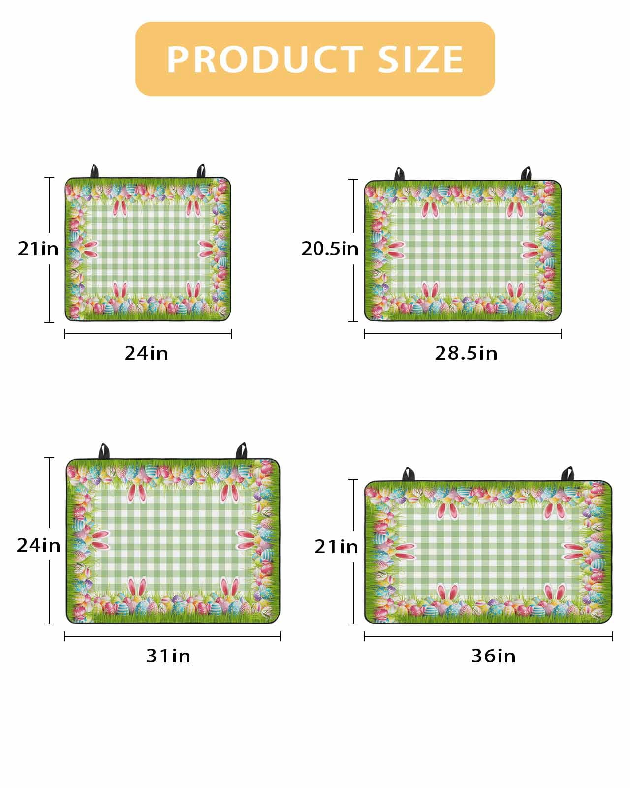Large Induction Cooktop Protector Mat Easter Stove Top Covers for Electric Stove, Rabbit Ears Colorful Eggs Green White Buffalo Plaid Decorative Stove Burner Cover Mats, Glass Top Stove Cover