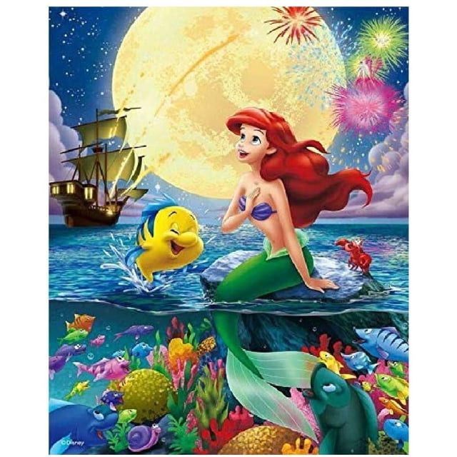 Little Mermaid Paint by Numbers Kits 16x20 Inch DIY 5D Diamond Canvas Painting by Number Mermaid Full Drill Crystal Rhinestone Diamond Embroidery Paintings Disney Princess Ariel HTOOQ