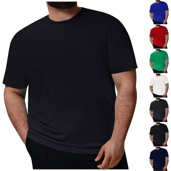 Big and Tall Shirts for Men Undershirts Lightweight Casual Tee Breathable Soft Short Sleeve T-Shirts Crew Neck Green 6XL