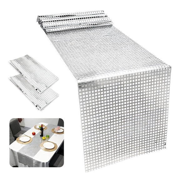 Willorana 2 Pcs 12 x 108 inch Shiny Sequin Disco Table Runner, Mirror Decor for Wedding & Bachelorette Events