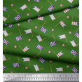 thumbnail image 3 of Soimoi Green polyester Crepe Fabric Anchor Hook & Small Country Flag Printed Fabric 1 Yard 52 Inch Wide, 3 of 3
