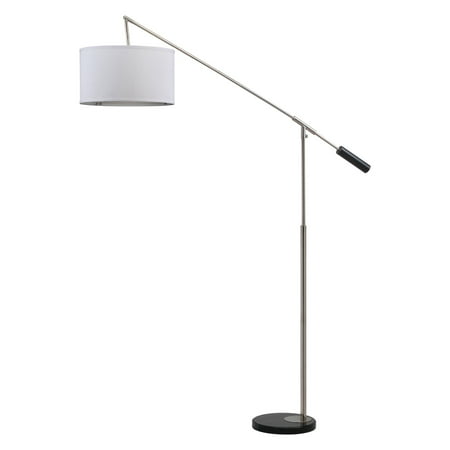 Balance Collection - Safavieh Carina Balance Floor Lamp with CFL Bulb, Shine Nickel with Off-White Shade