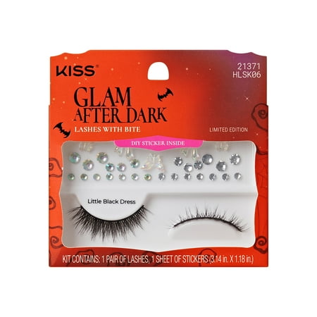 KISS Halloween False Eyelashes, ‘Little Black Dress’, 12mm, Medium Volume, 1 Pair KISS Lashes