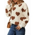thumbnail image 3 of Sweaters for Women Valentine's Day Heart Printed Pullover Sweaters Warm Fuzzy Crewneck Sweaters Shermie, 3 of 6