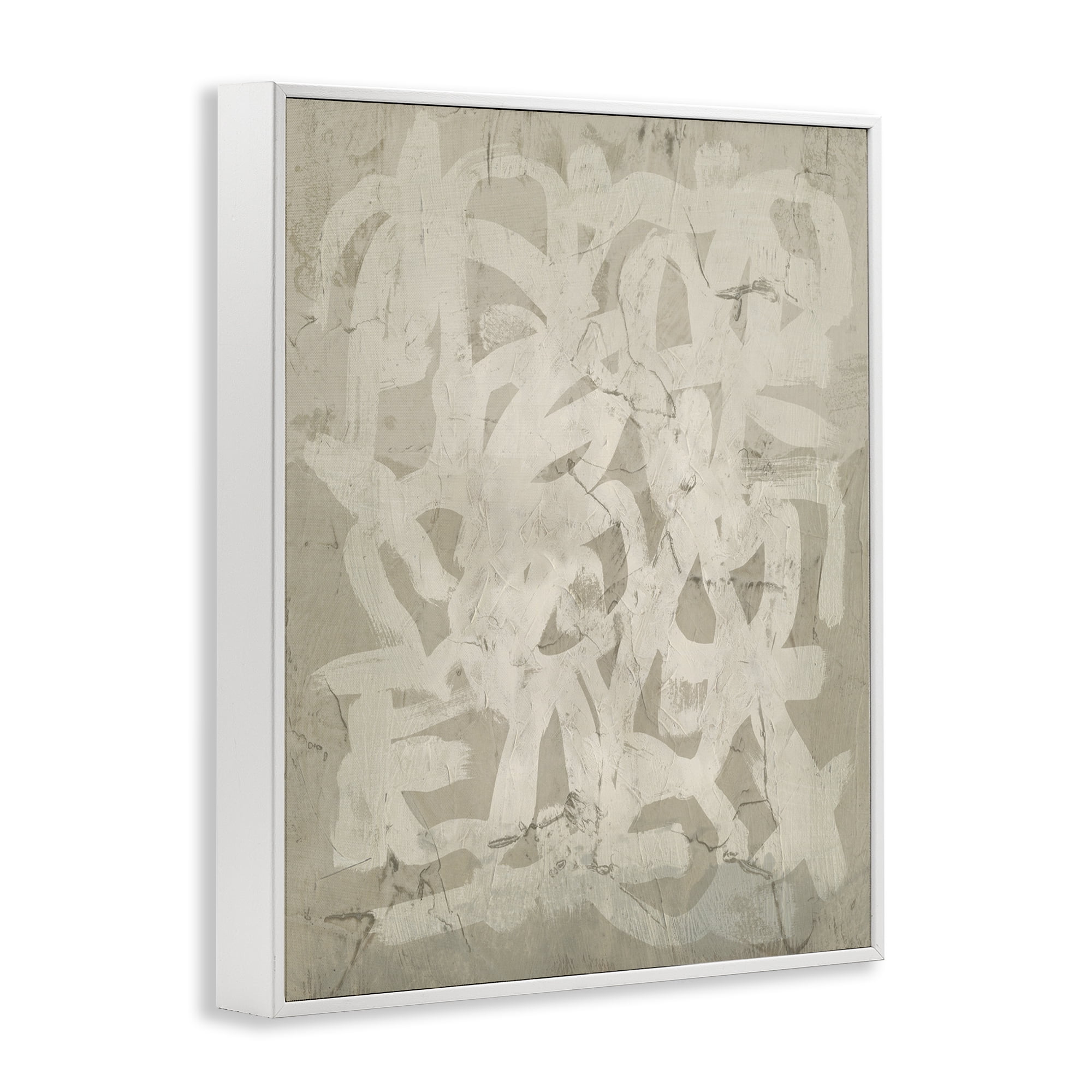 Stupell Industries Neutral Chaotic Pattern Abstract Painting White Framed Art Print Wall Art, 16 x 20