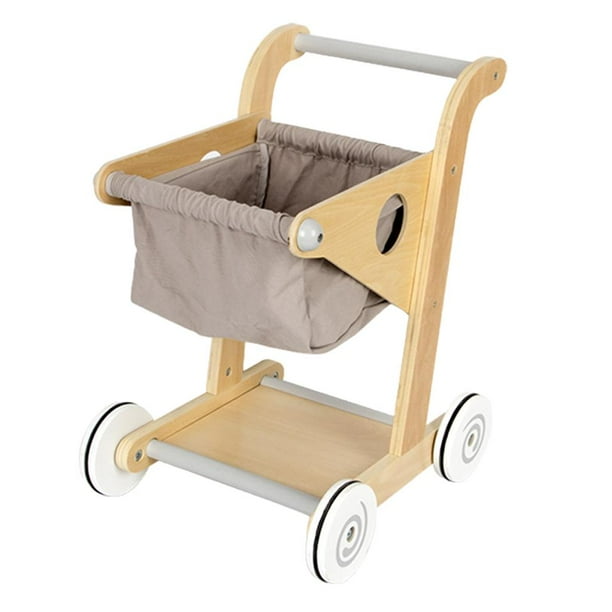 Carro de Madera para Juguete Zulema Carrito de compras para niños gris