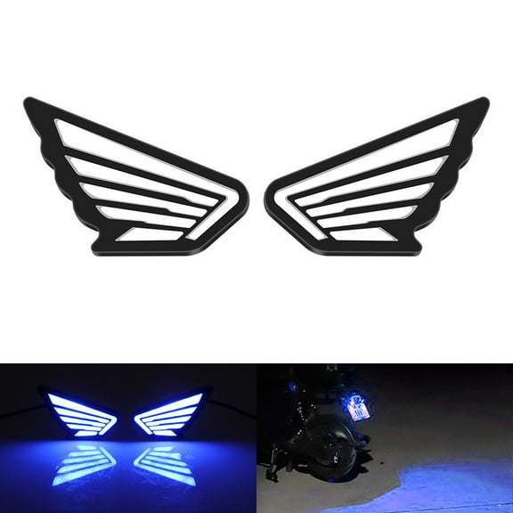 yaaqii Motorcycle Angel Wing Shape LED License Plate Light Tail Decorative Signal Light