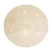 Nituyy Round Placemats, Hollow Out Gold Silver Metallic Vinyl Table Mats, Rectangle Square Snowflake Non Slip Heat Resistant Shining Table Runner for Dinner Table Wedding Party Decor