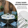 thumbnail image 2 of Spring Blue Floral Round Tablecloth for 45-54 Inch Tables,Fitted Table Cover with Elastic Edge,Ombre Garden Flower Botanical Blooms Waterproof Outdoor Table Cloth Protector for Patio Garden Dinner, 2 of 9