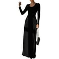 thumbnail image 3 of Women'S Casual Long Sleeve U-Neck Solid Color High Waist Bodycon Maxi Dress, 3 of 8