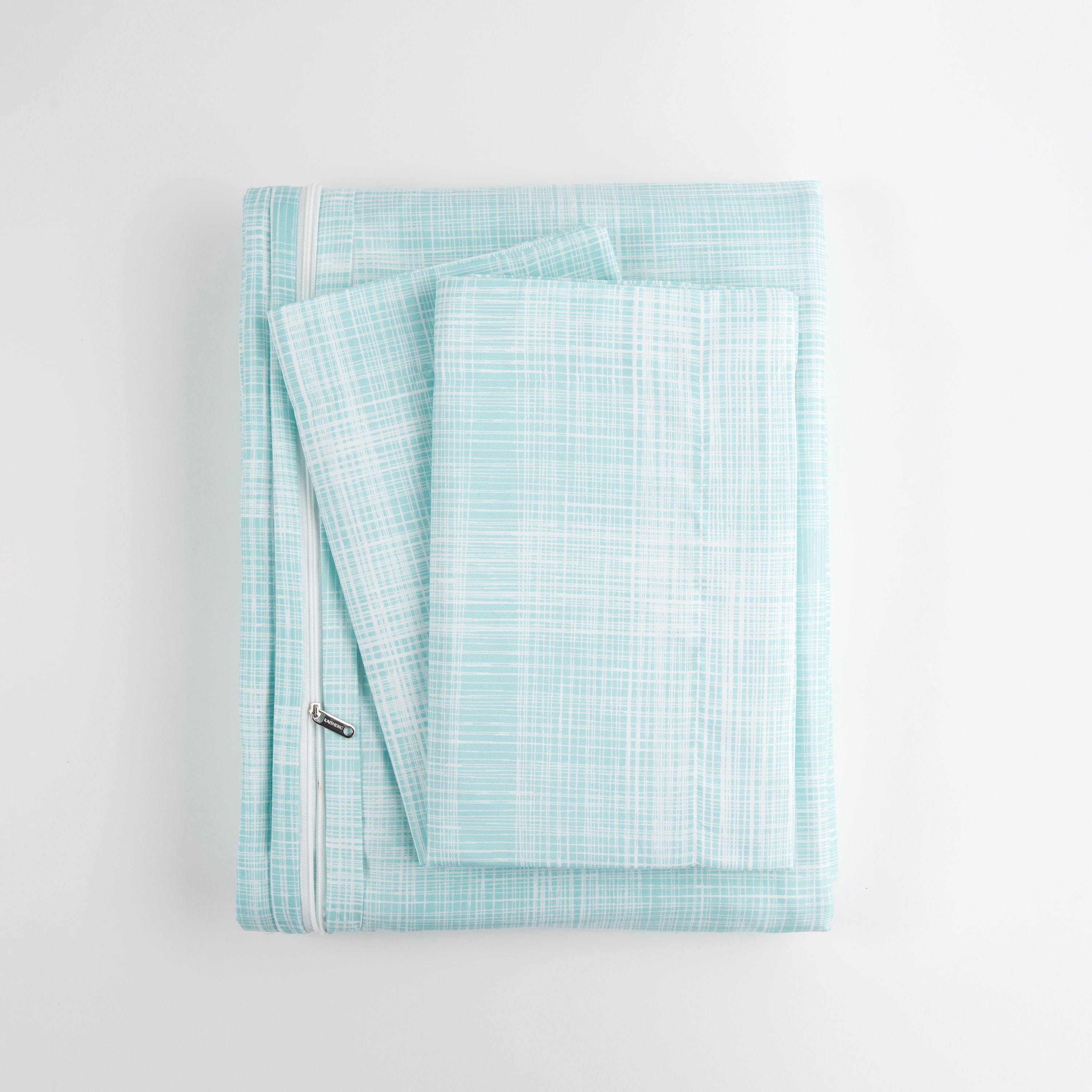 Noble Linens Aqua Thatch Pattern Duvet Set 3-Piece Duvet Cover Set, King/Cal King
