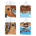 thumbnail image 2 of Lsque Animals on Noah's Ark Printed Tissue Box Cover Holder, Facial Paper Organizer Dispenser,Square with Bottom Belt, PVC Leather Decorative Organizer, 2 of 8