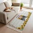 thumbnail image 2 of Kitchen Runner Rugs, Farmhouse Truck with Pig 2'x4' Throw Rug with Tassels, Country Sunflower Wood Board Washable Soft Floor Carpet Runner for Hallway Bedroom Bathroom Laundry Room, 2 of 8