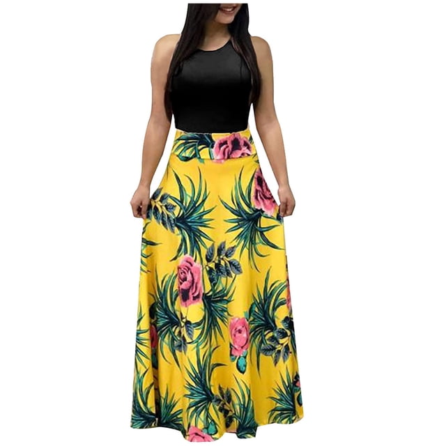 Fridja Robe Longue Décontractée de Plage pour Femmes, Teinture sur Nœuds Colorée à Imprimé Floral