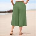 thumbnail image 4 of Miluxas Women's Plus Size Capri Pants Crinkle Pleated Wide Leg Palazzo Capris Elastic Drawstring Waist Casual Loose Lightweight Cropped Pants Green, 4 of 6