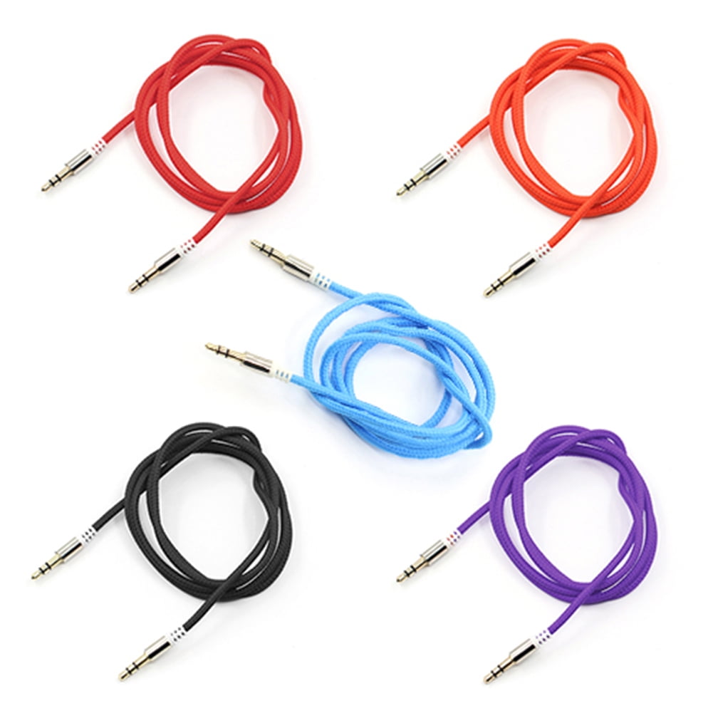 Cable Length: 1m, Color: Blue Computer Cables 1M 3.5mm Male to Male AUX Audio Cable Control Talk Headphone Audio Cable Lead with Mic 