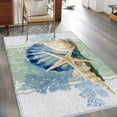 thumbnail image 2 of 3'x5' Rug for Living Room Bedroom, Blue Coastal Starfish Washable Area Rugs Non-Slip Carpet Mats, Grey Sage Green Nautical Coral Summer Indoor Low Pile Area Rug Runner for Kitchen, Mudroom, 2 of 8