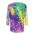 thumbnail image 5 of QATAINLAV Womens Mardi Gras Shirts 3/4 Length Sleeve Crewneck Tee Top Funny Graphic Print Fashion Carnival Party Blouses Multicolor S, 5 of 6