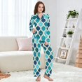thumbnail image 4 of FORMRS Womens Pajama Set Long Sleeve Top and Pants with Pockets Soft Comfy Lounge Sleepwear, Sizes S-2XL, Blue Geometric Pattern, 4 of 7