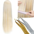 thumbnail image 2 of Benehair Hair Tinsel 48" 1200 Strands Sparkling Party Tinsel Hair Extensions Highlights Silver Grey Gold Synthetic Hair Streak Bling, 2 of 7