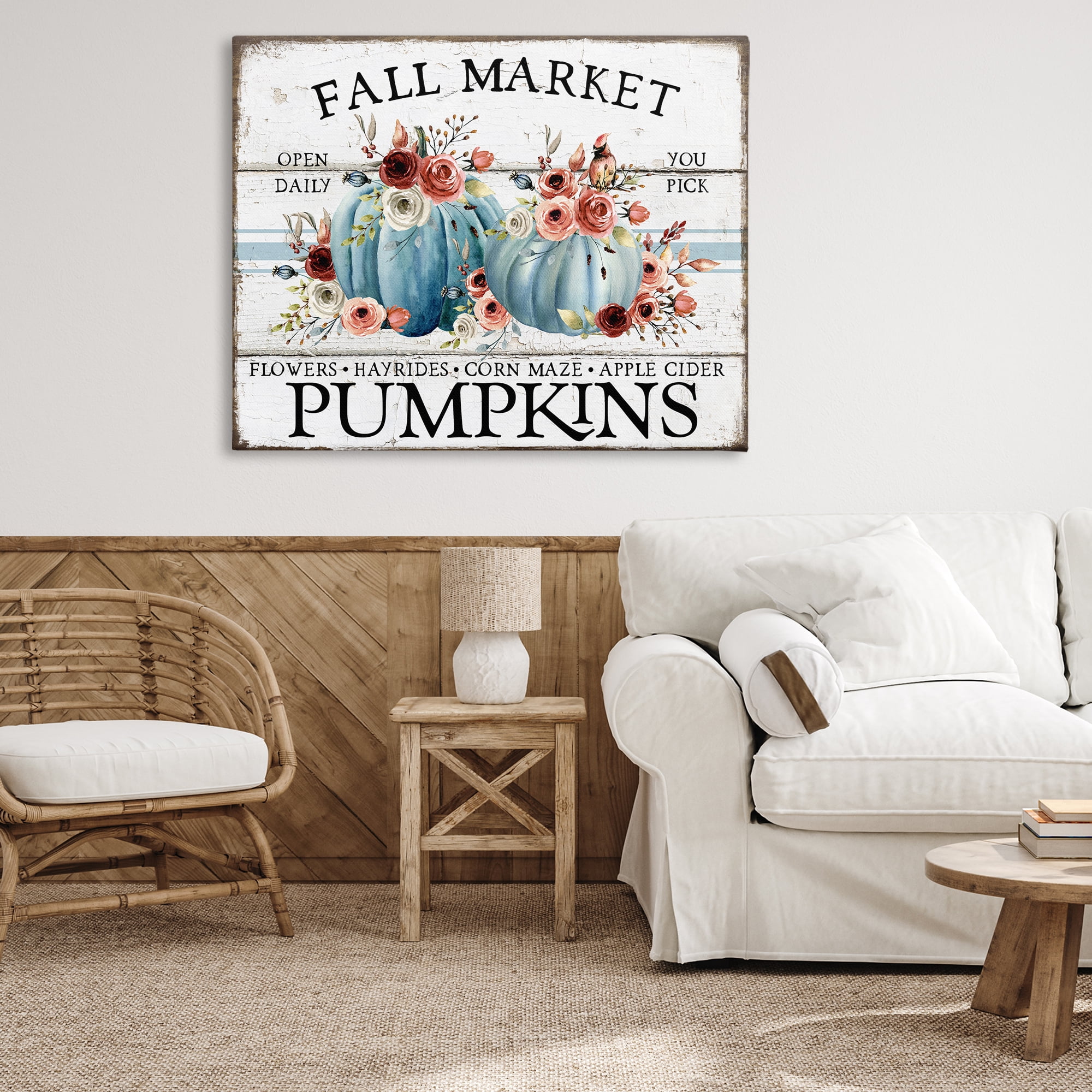 Stupell Industries Fall Market with Roses Holiday Painting Gallery Wrapped Canvas Art Prints Wall Art, 48 x 36