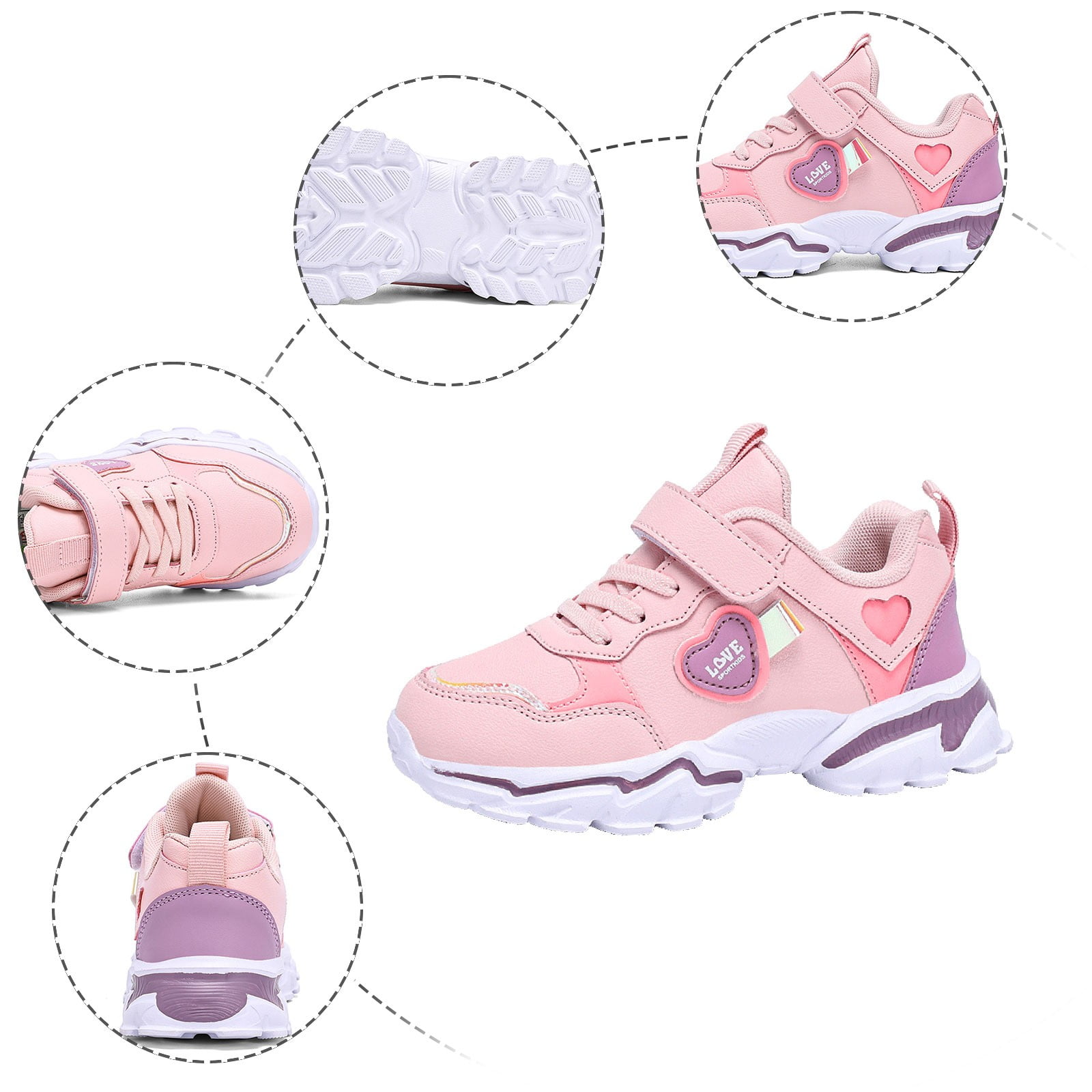 Girls Shoes Kids Tennis Sparkle Ease Running Athletic Lightweight Sneakers for Little/Big Kids Toddler Breathable Walking Shoes (Pink,5)