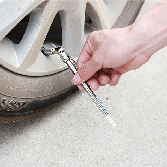 Medidor de prueba de presión de aire de neumático de vehículo de coche en forma de bolígrafo de acero inoxidable
