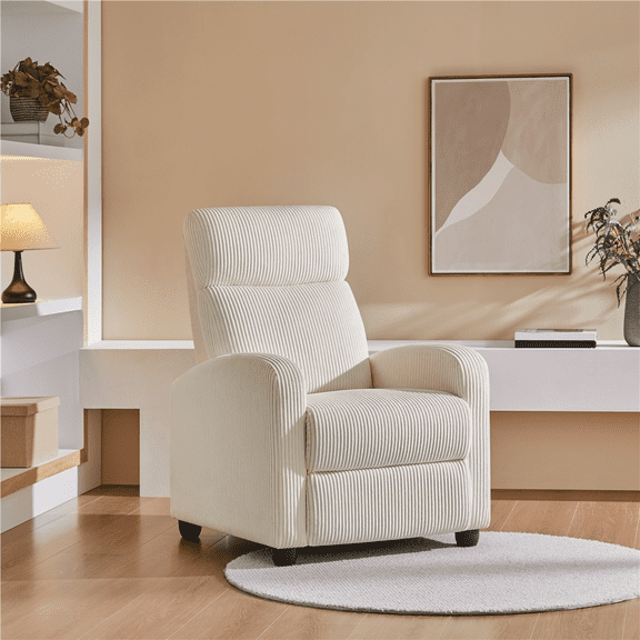 Renwick Modern Corduroy Recliner Chair with Pocket Springs, Beige