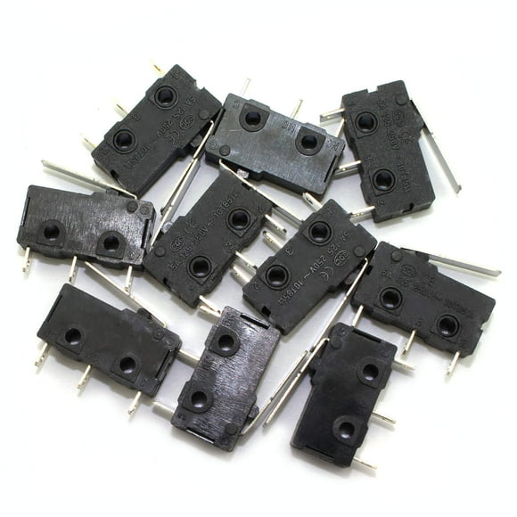 RuiLing 10pcs Micro Limit Switch 3Pin AC 125V/250V 5A Lever Arm Snap Action Normally Open/Close Micro Switch KW12-B