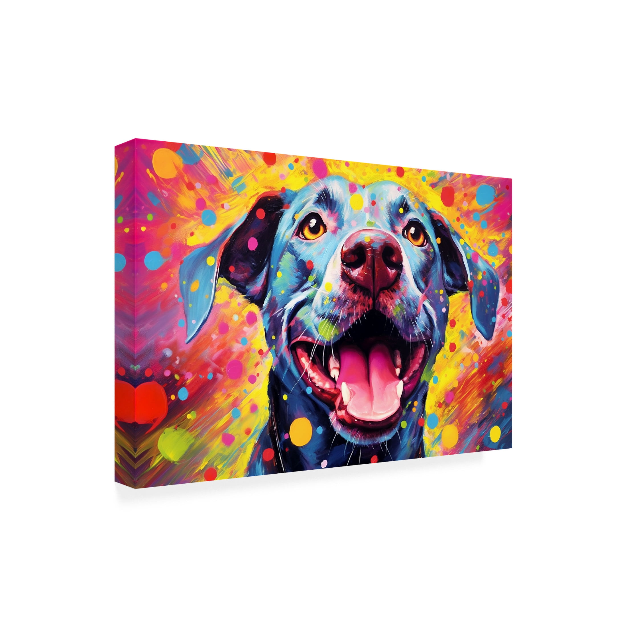 Canvas Wall Art - Ray Heere 'Happy Dog 1' Wall Art for Living Room, Bedroom, or Office Décor by Trademark Fine Art - 32 x 22 Inches