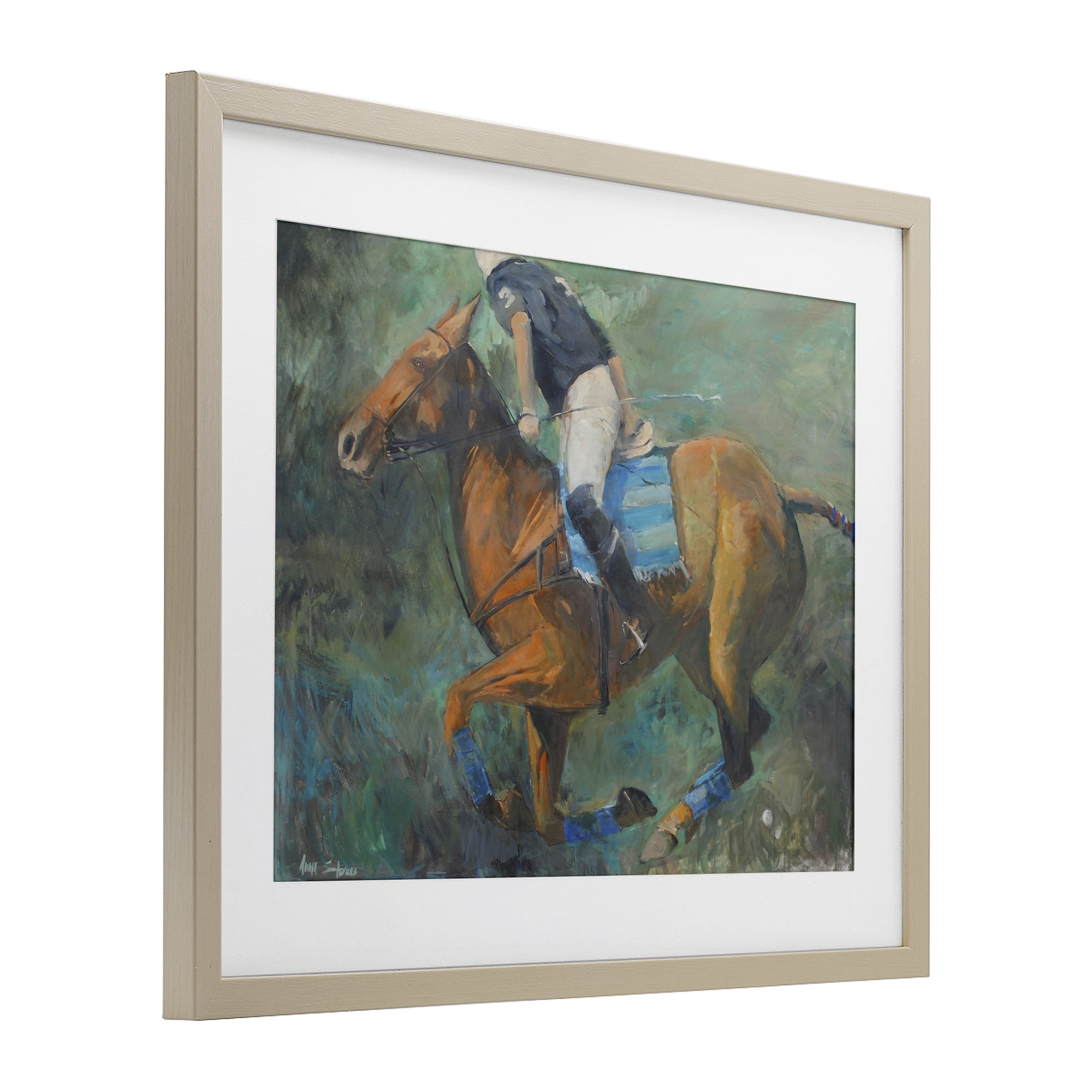 Stupell Industries Polo Rider in Dynamic Motion Birch Framed Print Under Glass, design by Jadei Graphics