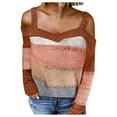 thumbnail image 2 of Levmjia Sweaters For Women Plus V-neck Long Sleeve Cold Shoulder Knit Sweater Hoodies, 2 of 5