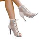 thumbnail image 1 of Mujeres Sandalias Altas Malla Punta Peep Baile para Salón (beige 37), 1 of 8