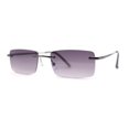 thumbnail image 2 of Rimless Narrow Rectangle Minimal Simple Dad Sunglasses Gunmetal - Smoke, 2 of 4