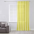 thumbnail image 3 of Yellow Striped Semi Sheer Curtains Drapes for Living Room, Bedroom, French Doors Window 96 Inches Long, Modern Farmhouse Yellow White Stripes Rod Pocket Chiffon Curtain Drapery Voile Draperies Panel, 3 of 6