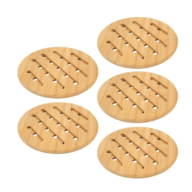 Salvamanteles de bambú Jadeshay 5 piezas Almohadilla caliente de bambú