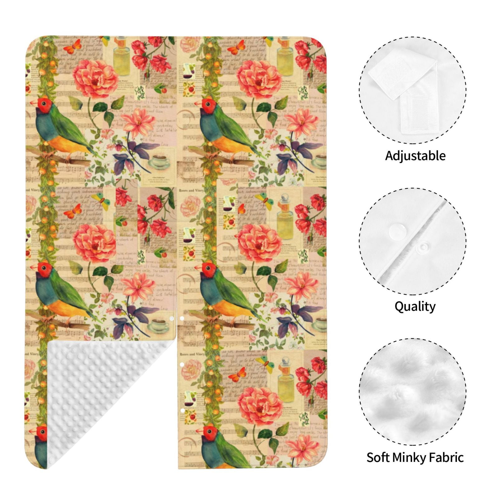 Naloa Vintage Bird Baby Car Seat Cover, Breathable Baby Carrier Cover, Multiuse Baby Carrier Cover & Nursing Breastfeeding Cover