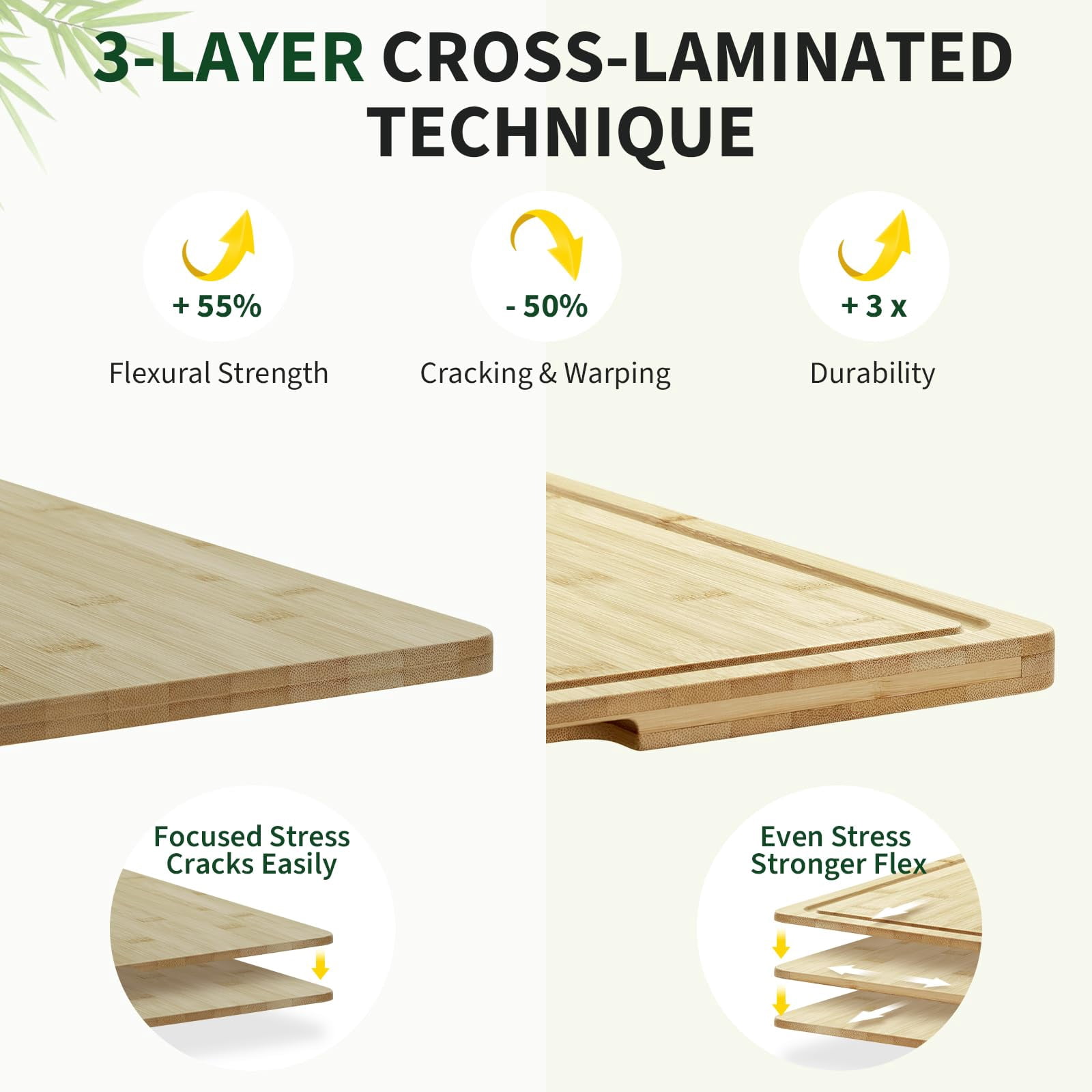 24"x18" Bamboo Cutting Boards, Extra Large Wood Chopping Board for Kitchen with Juice Groove and Handles, Reversible Butcher Block Charcuteries Serving Tray