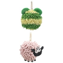 Unique Bargains 2 Packs Chenille Fuzzy Bathroom Hand Towels 7" x 7" Green/Pink