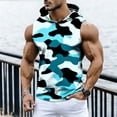 thumbnail image 2 of DDAPJ pyju Sleeveless Hoodies for Men Workout Hooded Tank Tops Camouflage Print Bodybuilding Cut Off T Shirt Athletic Muscle Shirts Blue M, 2 of 8
