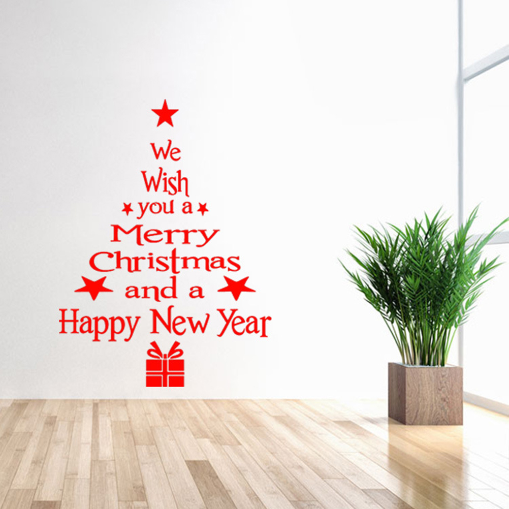 Merry Christmas Wall Sticker Removable Art Murals Wallpaper Decals for Living Room Bedroom TV Background Decoration (Red) - image 2 of 6