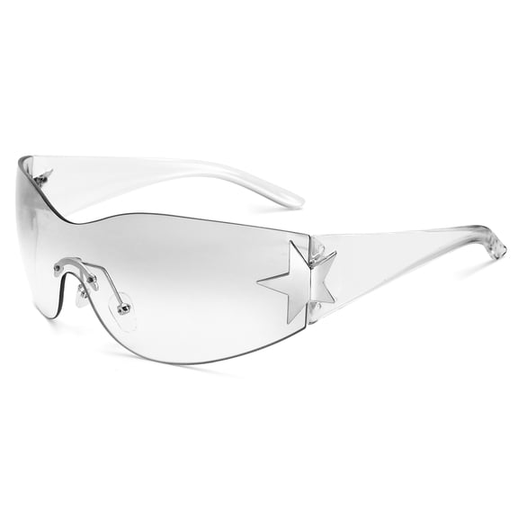 Rimless Y2K Sunglasses for Women Men Wrap Around Fashion Sunglasses Oversized Frameless Trendy Sun Glasses