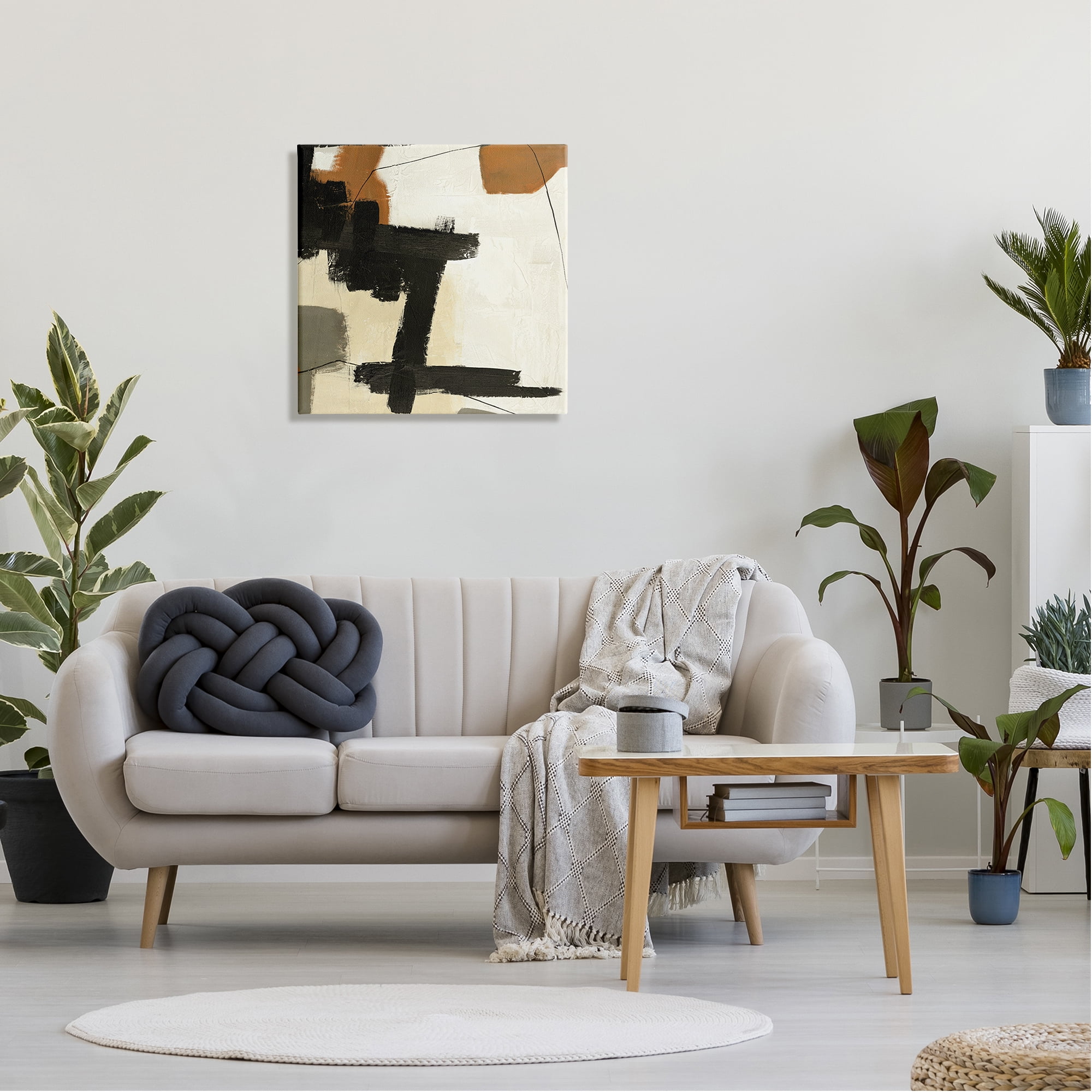 Stupell Industries Beige Contemporary Abstraction Abstract Painting Gallery Wrapped Canvas Print Wall Art, 24 x 24