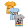 thumbnail image 2 of HILEELANG Toddler Boys T-Shirts 3 Pack, 100% Cotton Short Sleeve Tees for Kids 2-7T, Cute Cartoon Construction Vehicle & Sun Print Summer Tops for Little Boys, 2 of 5