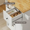 thumbnail image 3 of Lofka Kitchen Island Cart，Kitchen Island on Wheels with Storage, Coffee Cart with Adjustable Shelf, Removable Tray and 3 Side Hooks for Dining Room, White, 3 of 10