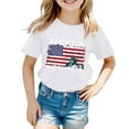 thumbnail image 3 of dmqupv 250 Anniversary USA Shirt Girl Toddler Girls Patriotic T Shirt American Flag USA 4th of July Summer Casual Tops White,3-4 Years, 3 of 3