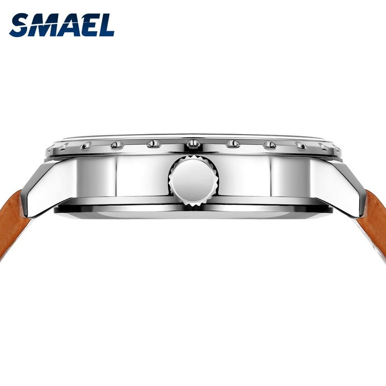 SMAEL Watch Waterproof Quartz Wristwatches Leather Band Chronograph Clock 9117 Fashion Sports Mens Watches relojes hombre Walmart