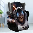 thumbnail image 4 of Space Cat Soft Flannel Fleece Throw Blanket, Cosmonaut in Comet Galaxy Clusters in Outer Space Cosmos Art Print, Cozy Plush for Indoor and Outdoor Use, 70" x 90", Dark Blue White, by Ambesonne, 4 of 5
