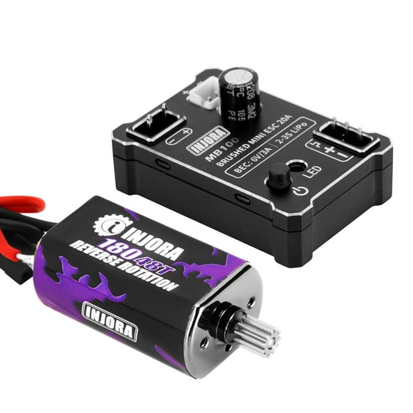 INJORA MB100 20A Mini ESC Brossé avec Moteur 180 48T pour TRX4M Mise à Niveau 1/18 RC Crawler