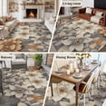 thumbnail image 5 of 6'x9' Area Rugs, Burnt Orange Grey Flower Indoor Outdoor Area Rug for Living Room Bedroom, Vintage Spring Floral Botanical Washable Bathroom Rugs Kitchen Floor Carpet Mats Home Decor Aesthetic, 5 of 8